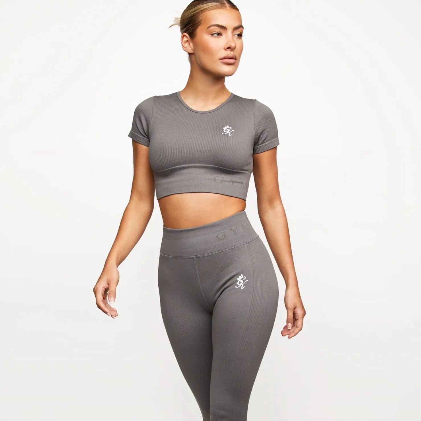 Gymwear<Gym King Formation Seamless Rib Short Sleeve Top Gunmetal