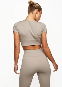 Tops & T-Shirts<Gym King Formation Seamless Rib Short Sleeve Top Taupe