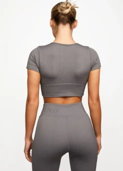 Gymwear<Gym King Formation Seamless Rib Short Sleeve Top Gunmetal
