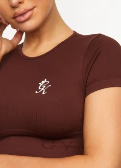 Tops & T-Shirts<Gym King Formation Seamless Rib Short Sleeve Top Chocolate