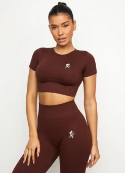 Gymwear<Gym King Formation Seamless Rib Short Sleeve Top Chocolate