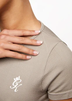 Tops & T-Shirts<Gym King Formation Seamless Rib Short Sleeve Top Taupe