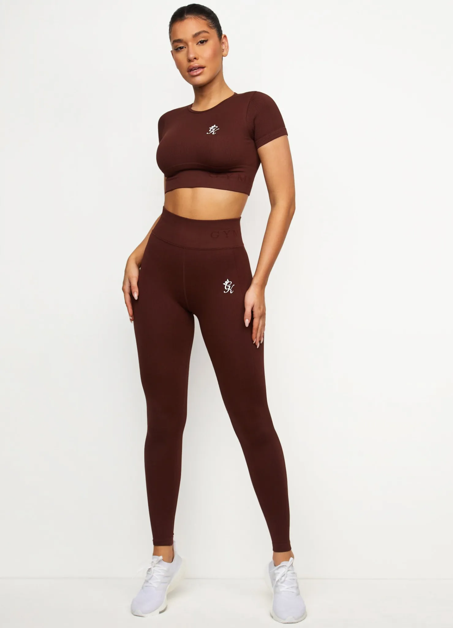 Tops & T-Shirts<Gym King Formation Seamless Rib Short Sleeve Top Chocolate
