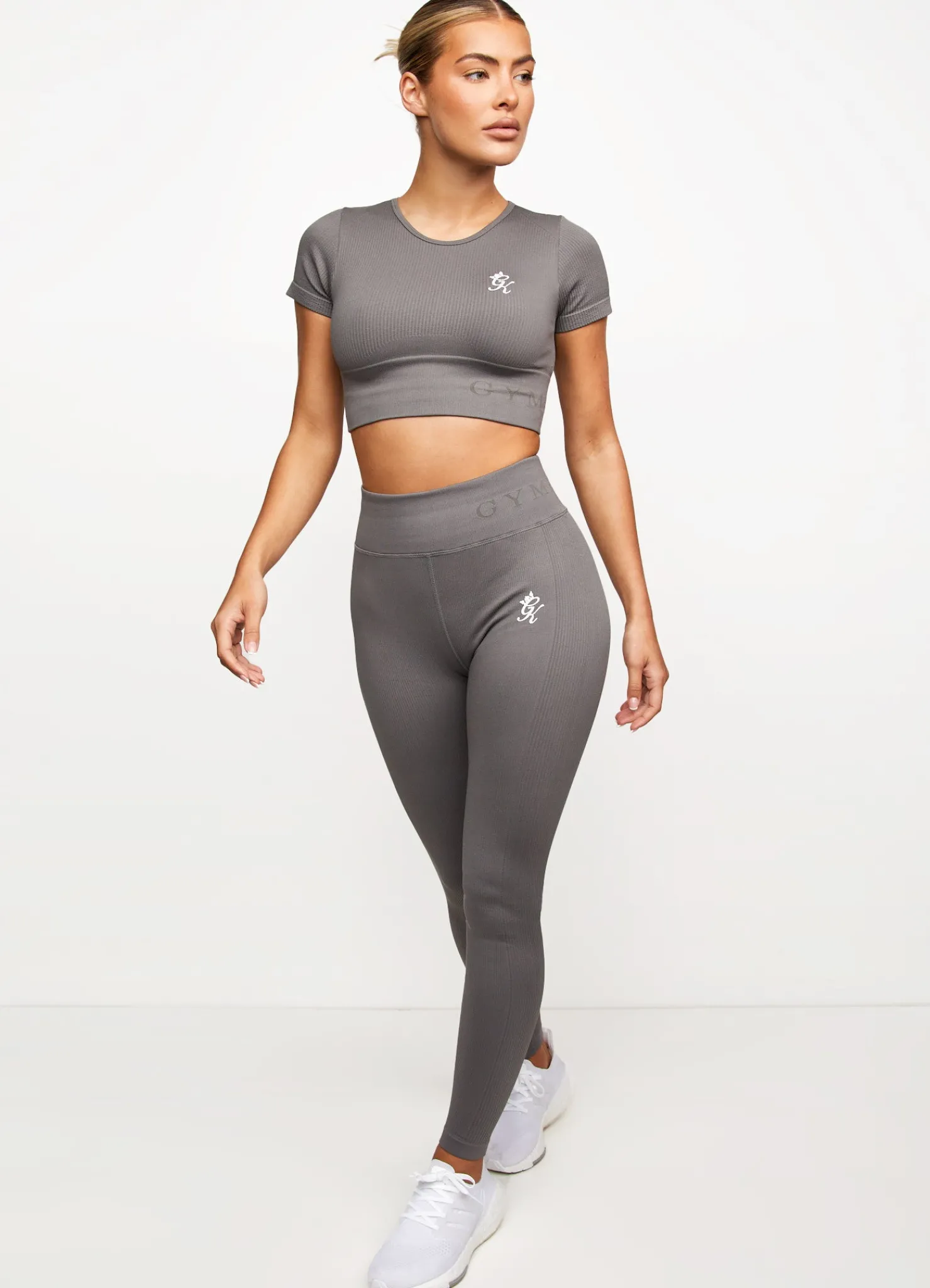 Tops & T-Shirts<Gym King Formation Seamless Rib Short Sleeve Top Gunmetal