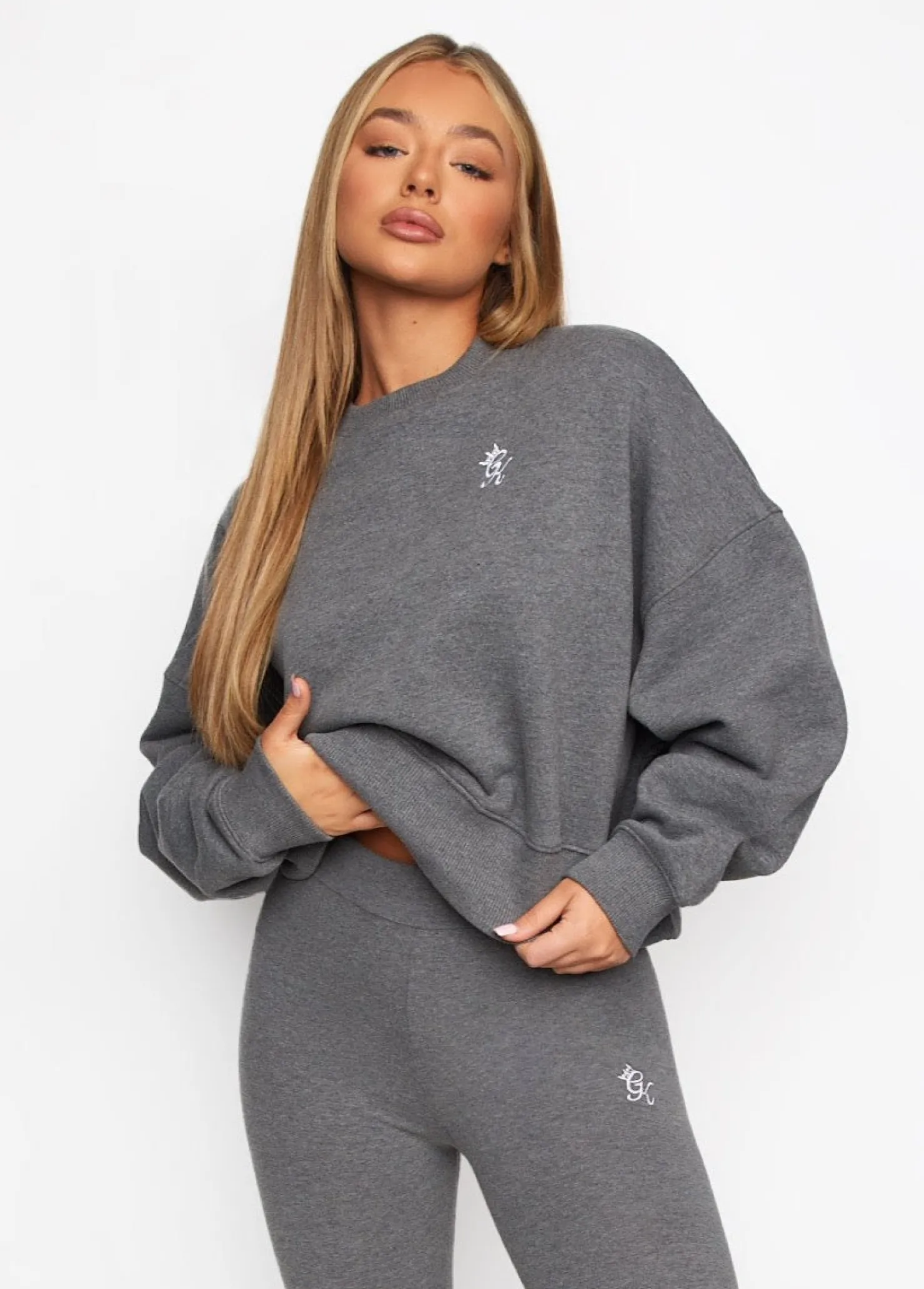 Sweatshirts<Gym King Fundamental Fleece Crew Mid Grey Marl