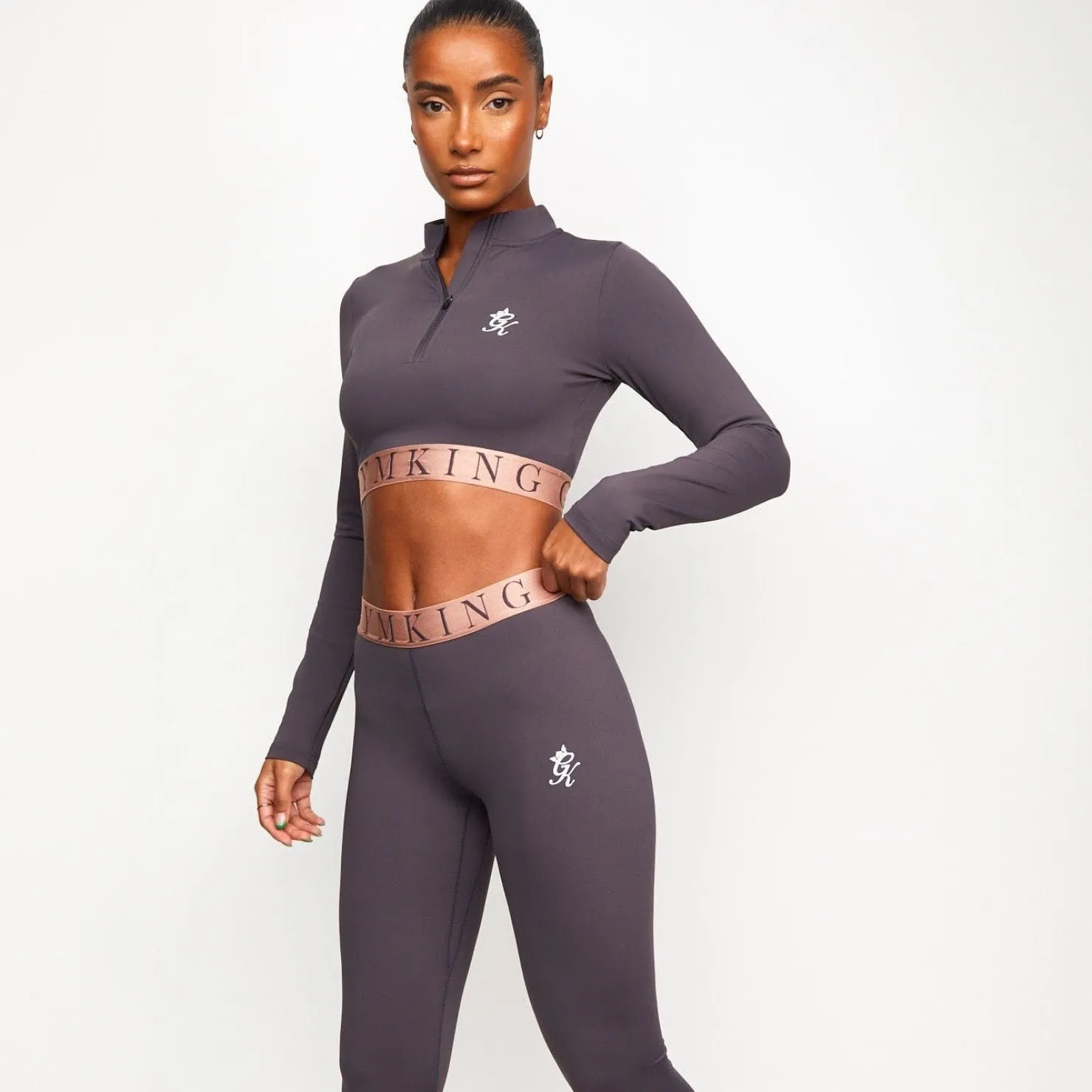 Gymwear<Gym King Impact 1/4 Zip Crop Soft Slate/Peach