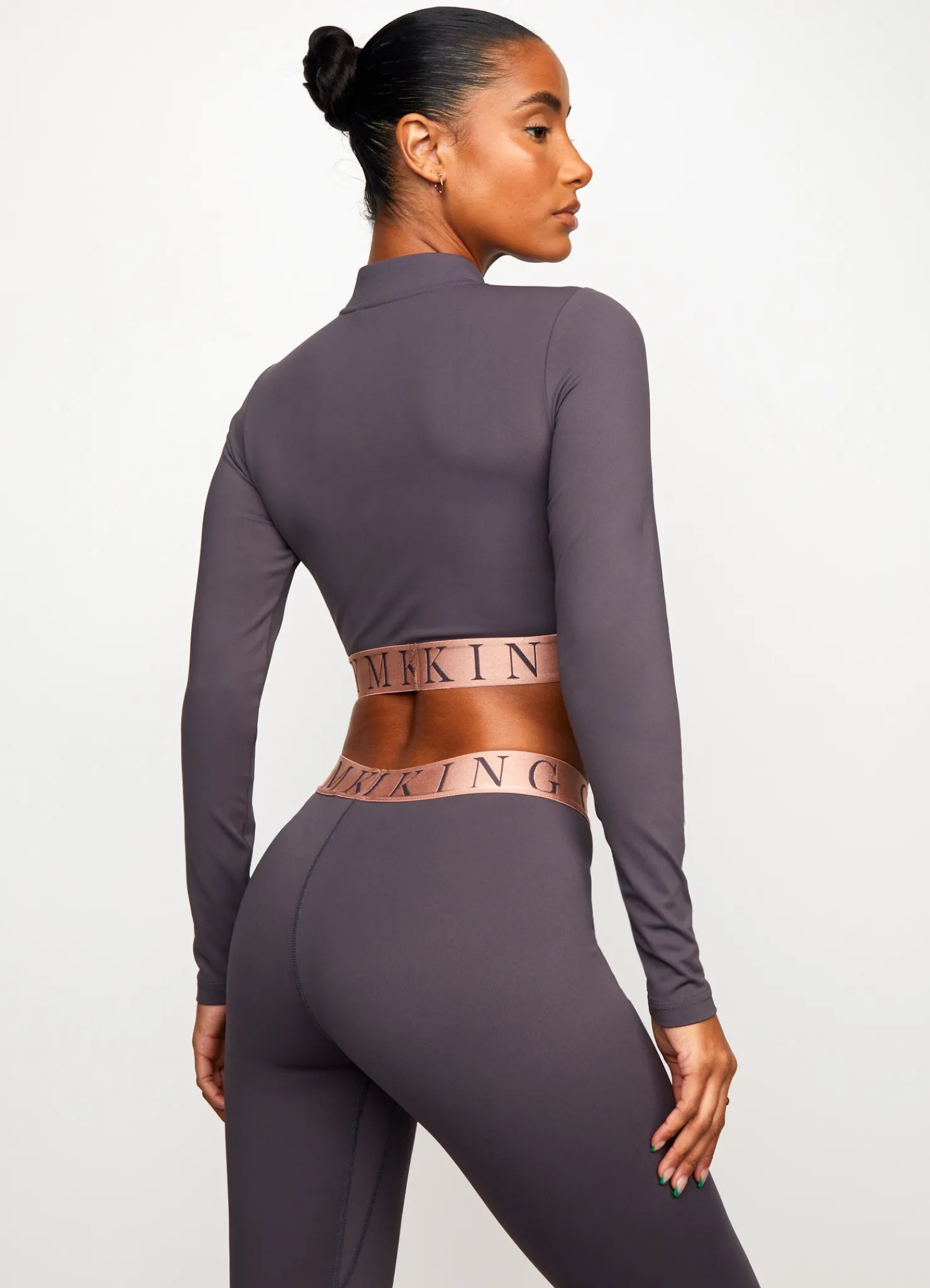 Tops & T-Shirts<Gym King Impact 1/4 Zip Crop Soft Slate/Peach