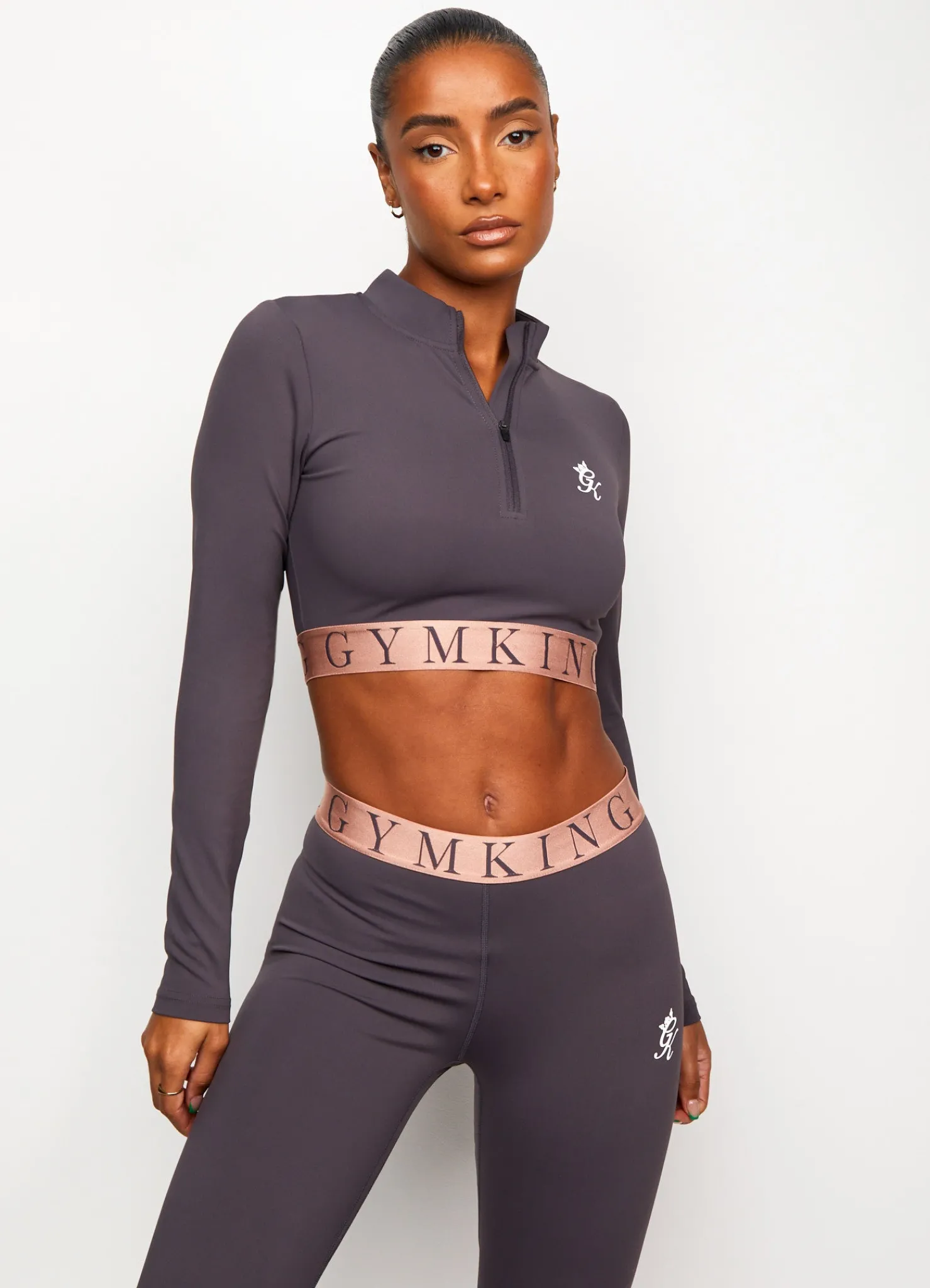 Gymwear<Gym King Impact 1/4 Zip Crop Soft Slate/Peach