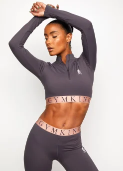 Gymwear<Gym King Impact 1/4 Zip Crop Soft Slate/Peach