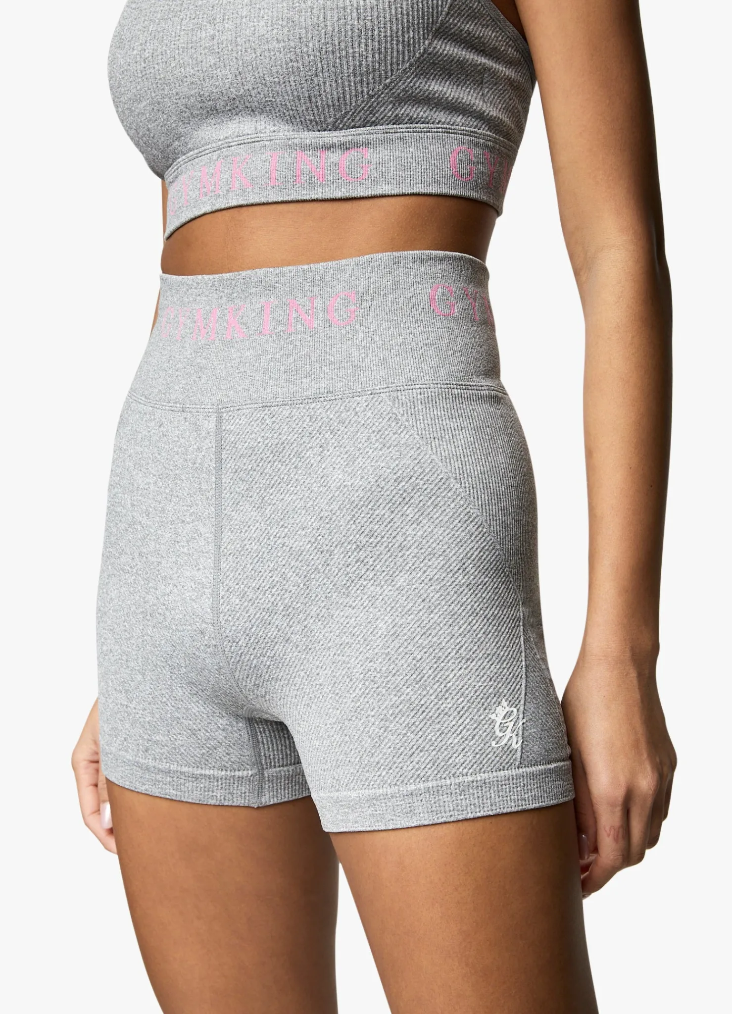 Shorts<Gym King Intention 3 Inch Short Grey Marl/Cosmic Pink