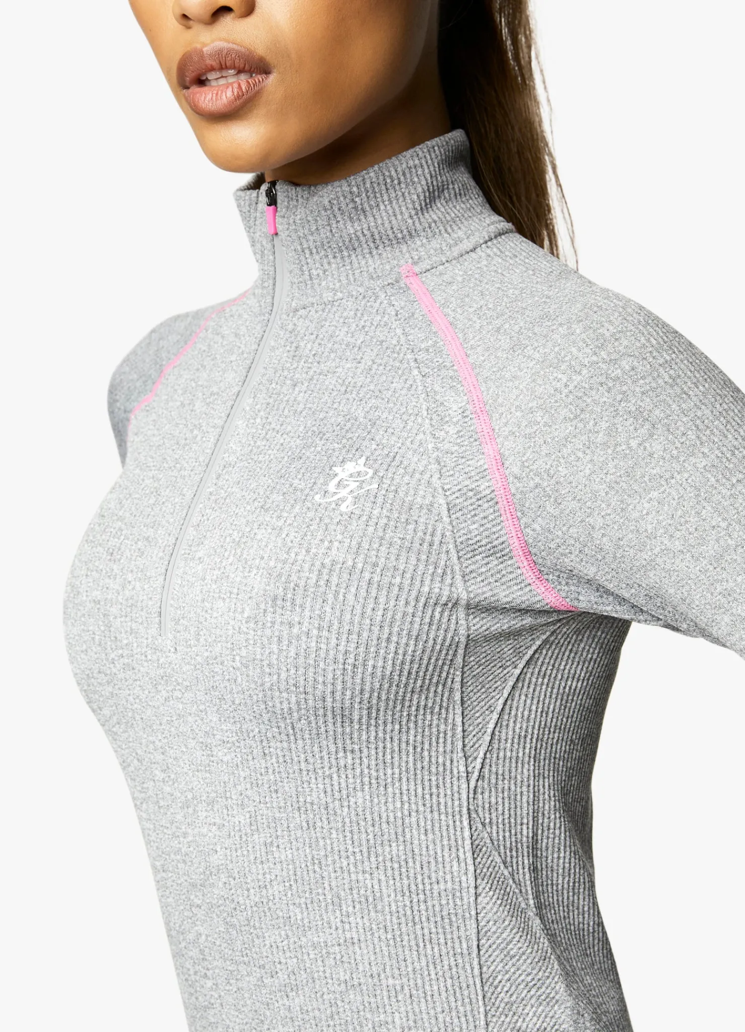 Tops & T-Shirts<Gym King Intention Funnel Grey Marl/Cosmic Pink