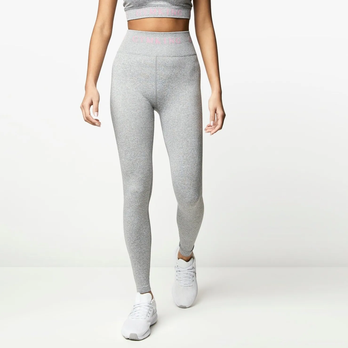 Leggings<Gym King Intention Multi-Rib Legging Grey Marl/Cosmic Pink
