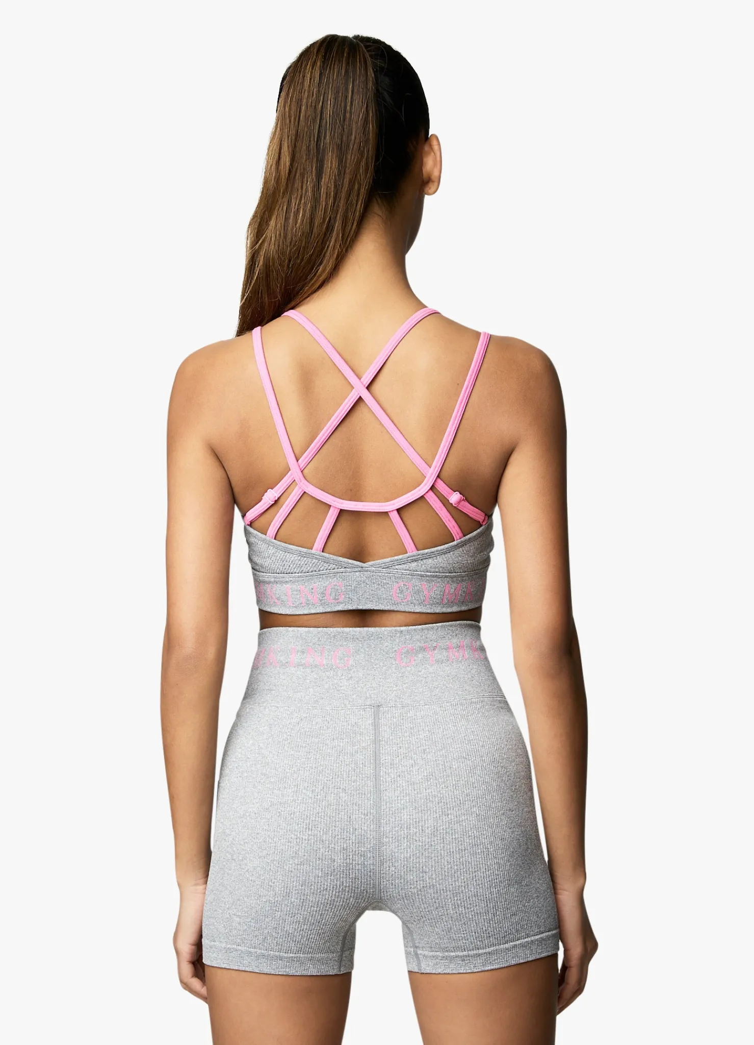 Gymwear<Gym King Intention Multi-Rib Sports Bra Grey Marl/Cosmic Pink