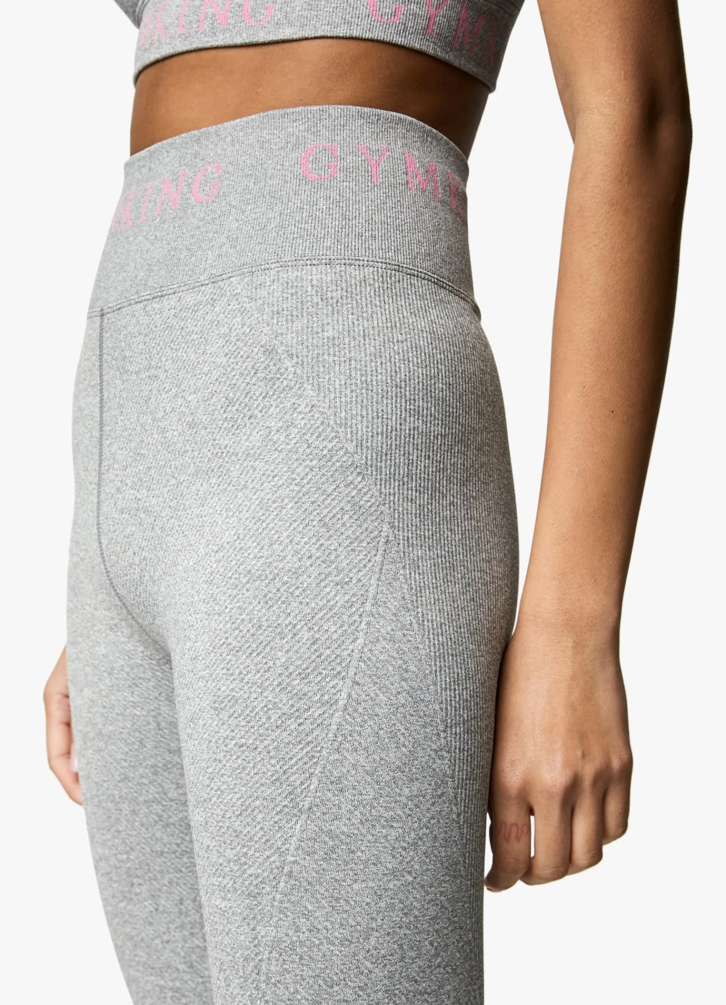 Leggings<Gym King Intention Multi-Rib Legging Grey Marl/Cosmic Pink