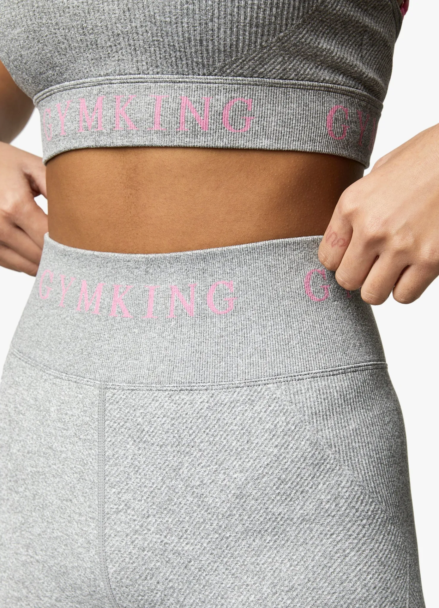 Gymwear<Gym King Intention Multi-Rib Legging Grey Marl/Cosmic Pink