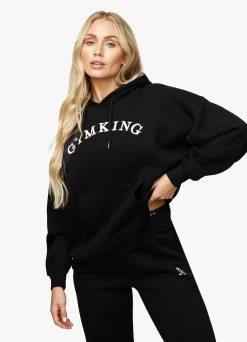 Hoodies<Gym King Linear Arch Oversized Hood Black