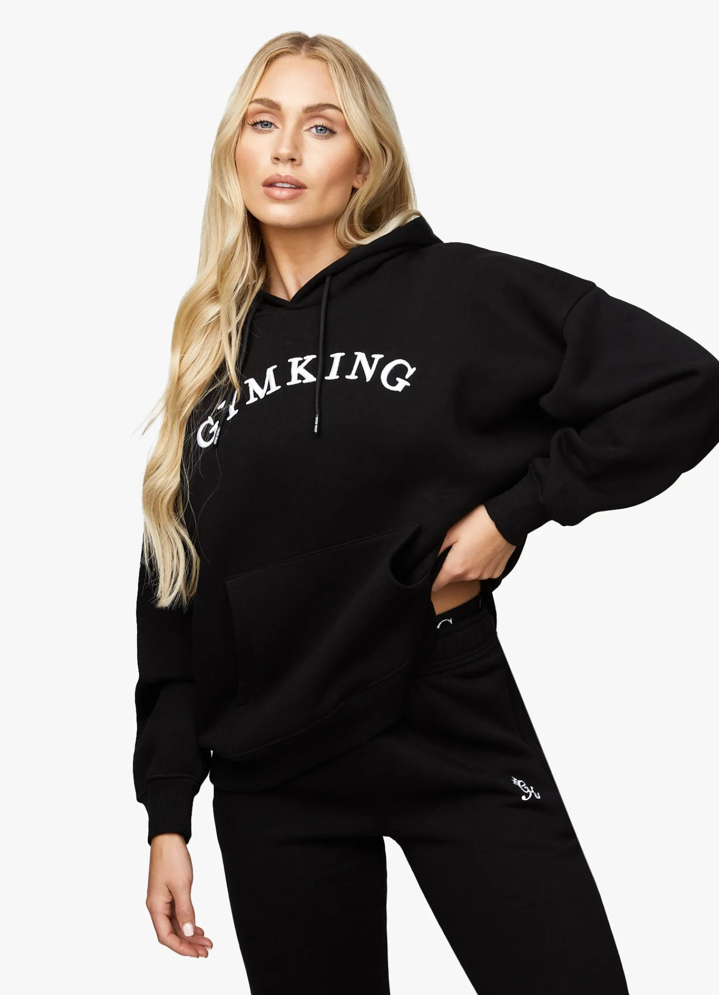 Hoodies<Gym King Linear Arch Oversized Hood Black