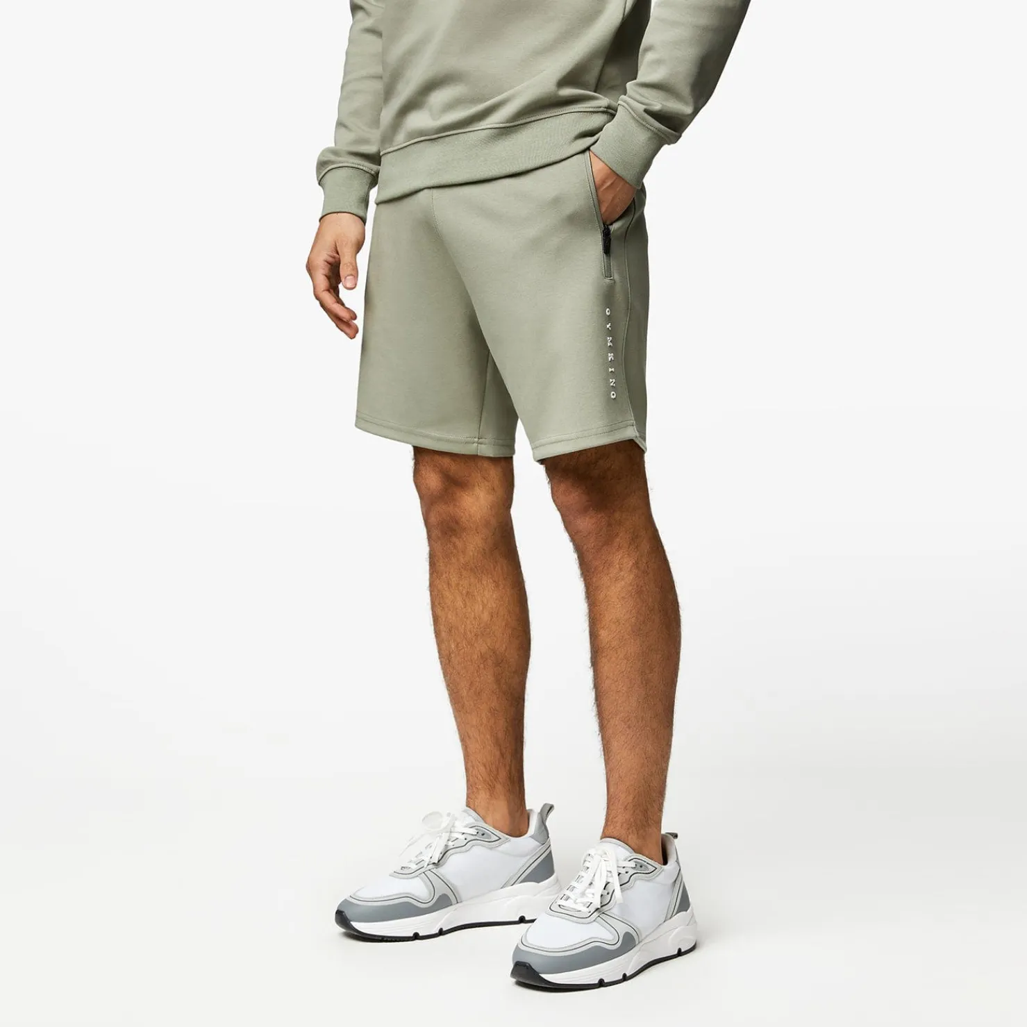 Shorts<Gym King Linear Print Interlock Short Soft Khaki