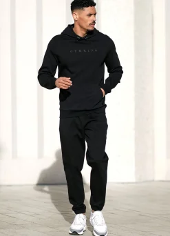 Sweatshirts & Hoodies<Gym King Linear Print Interlock Hood Black
