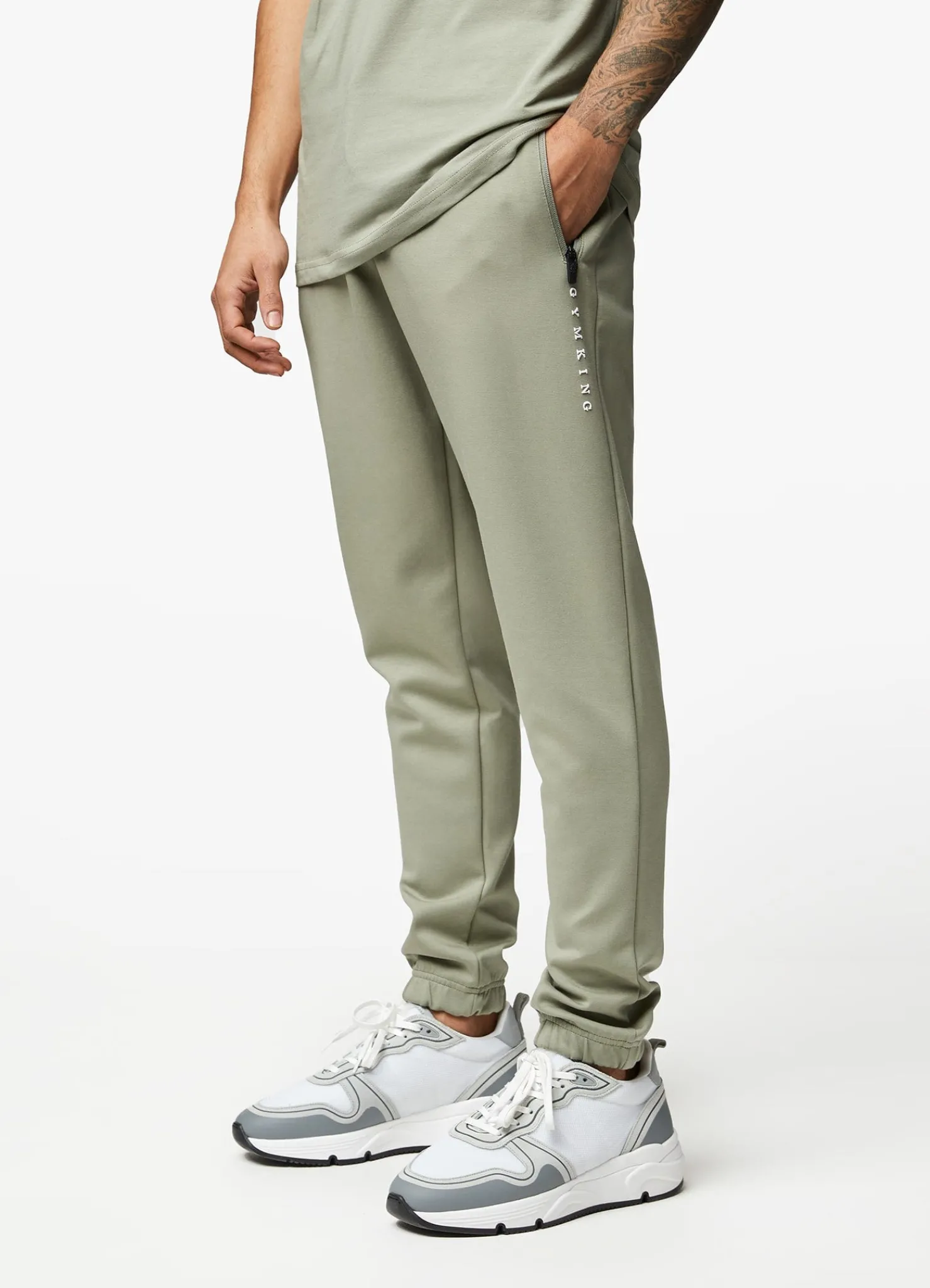 Tracksuit Bottoms<Gym King Linear Print Interlock Jogger Soft Khaki
