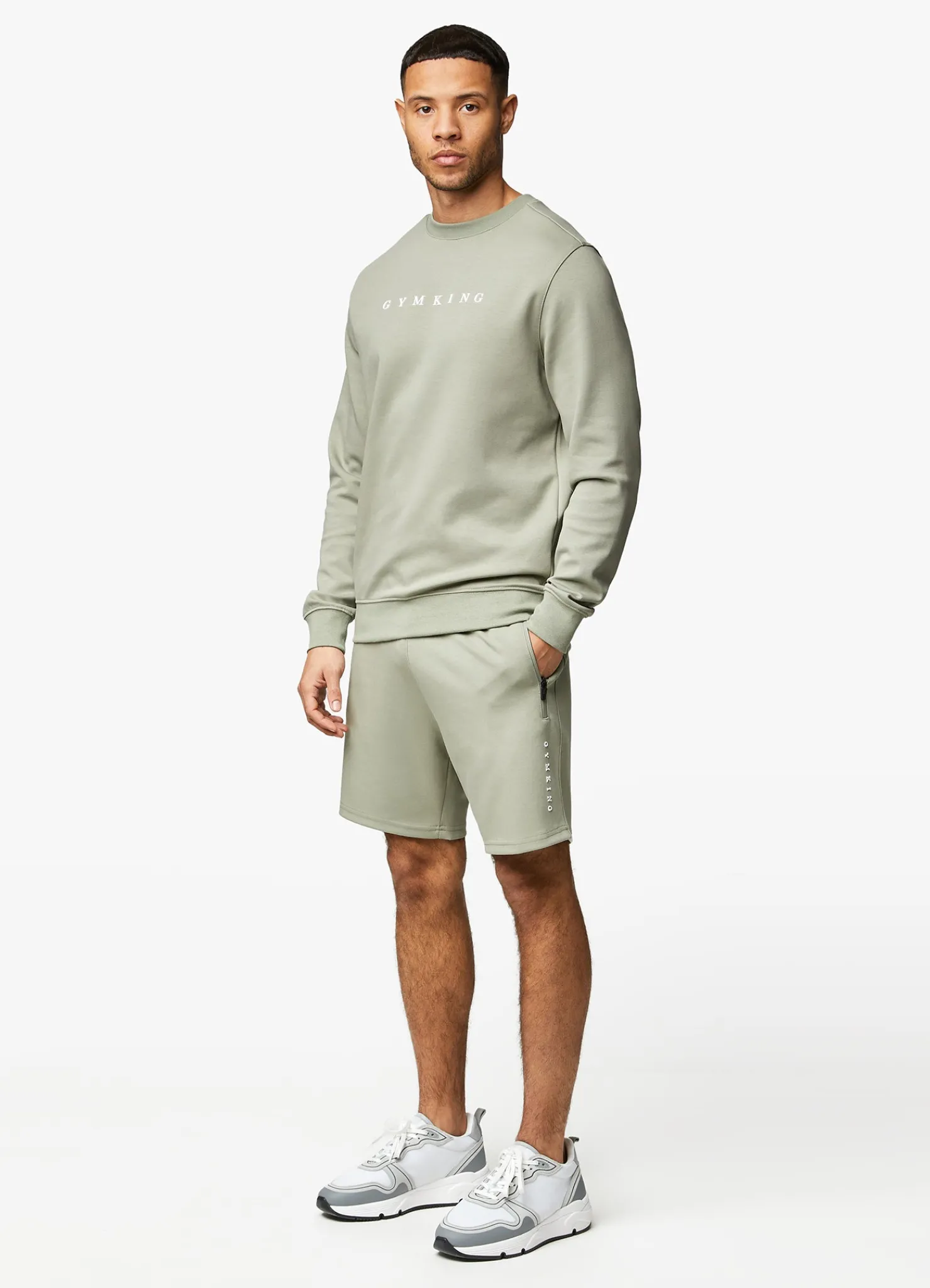 Shorts<Gym King Linear Print Interlock Short Soft Khaki