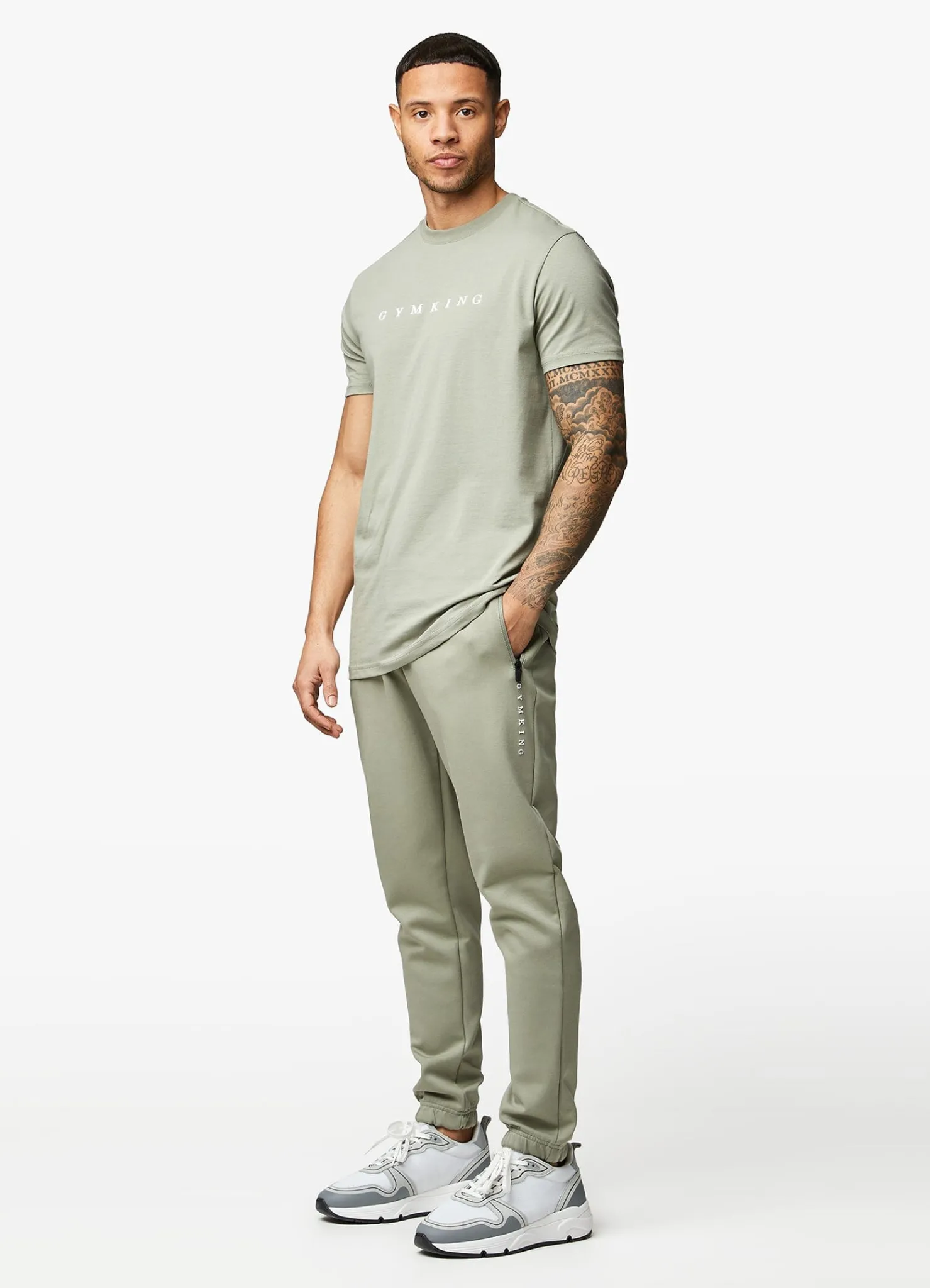 Tracksuit Bottoms<Gym King Linear Print Interlock Jogger Soft Khaki