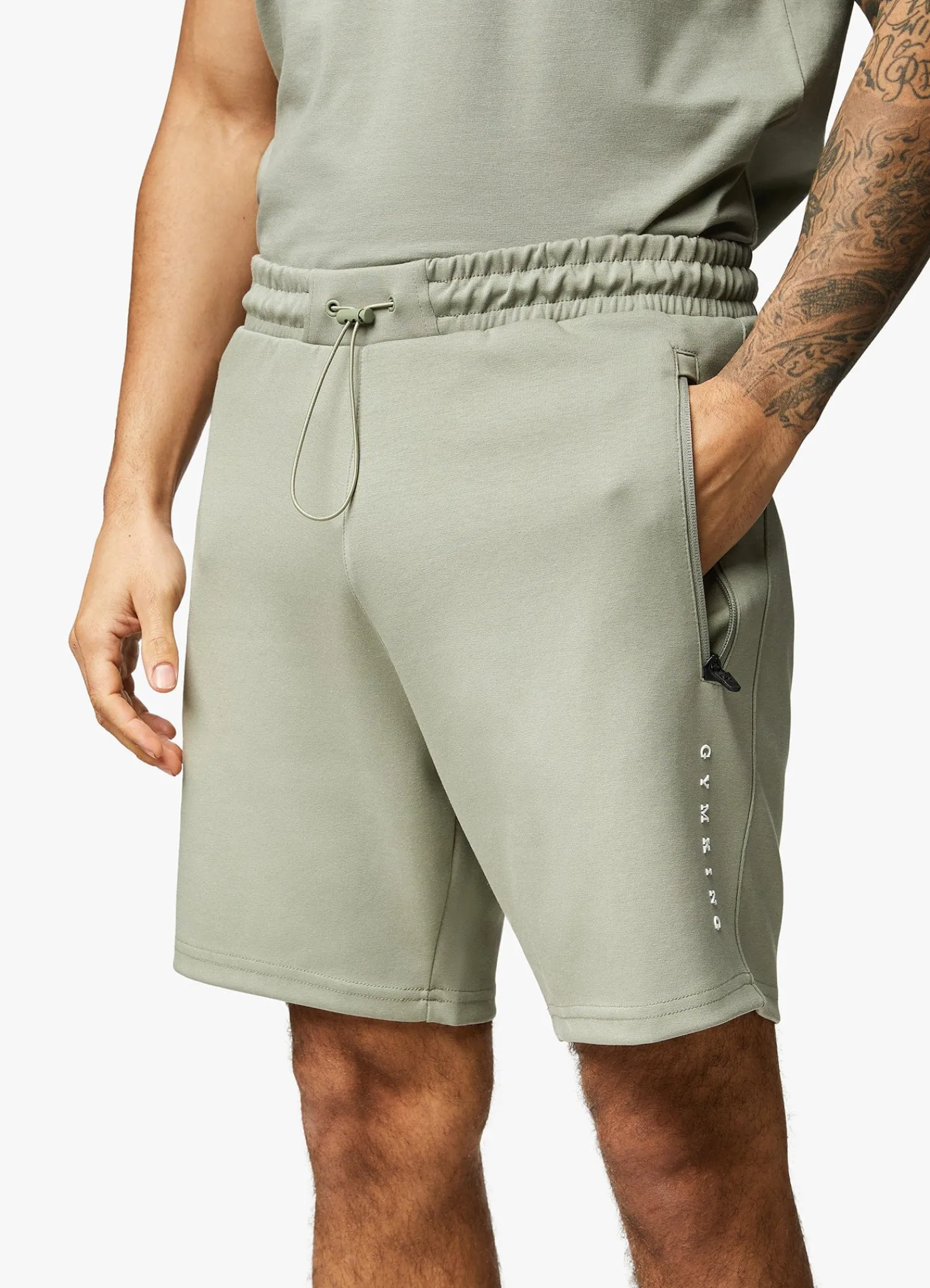 Shorts<Gym King Linear Print Interlock Short Soft Khaki