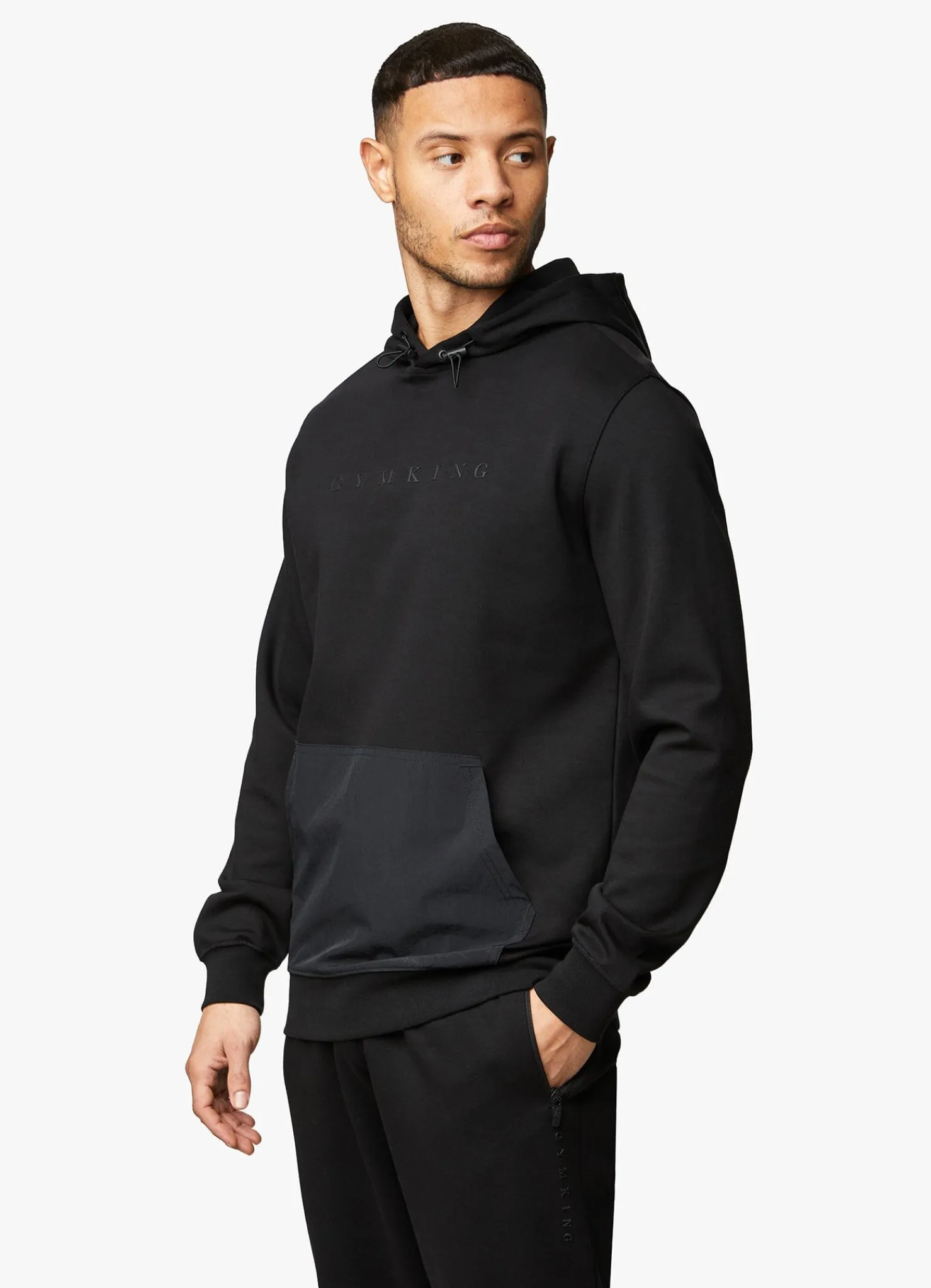 Sweatshirts & Hoodies<Gym King Linear Print Interlock Hood Black