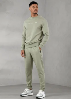 Sweatshirts & Hoodies<Gym King Linear Print Interlock Crew Soft Khaki