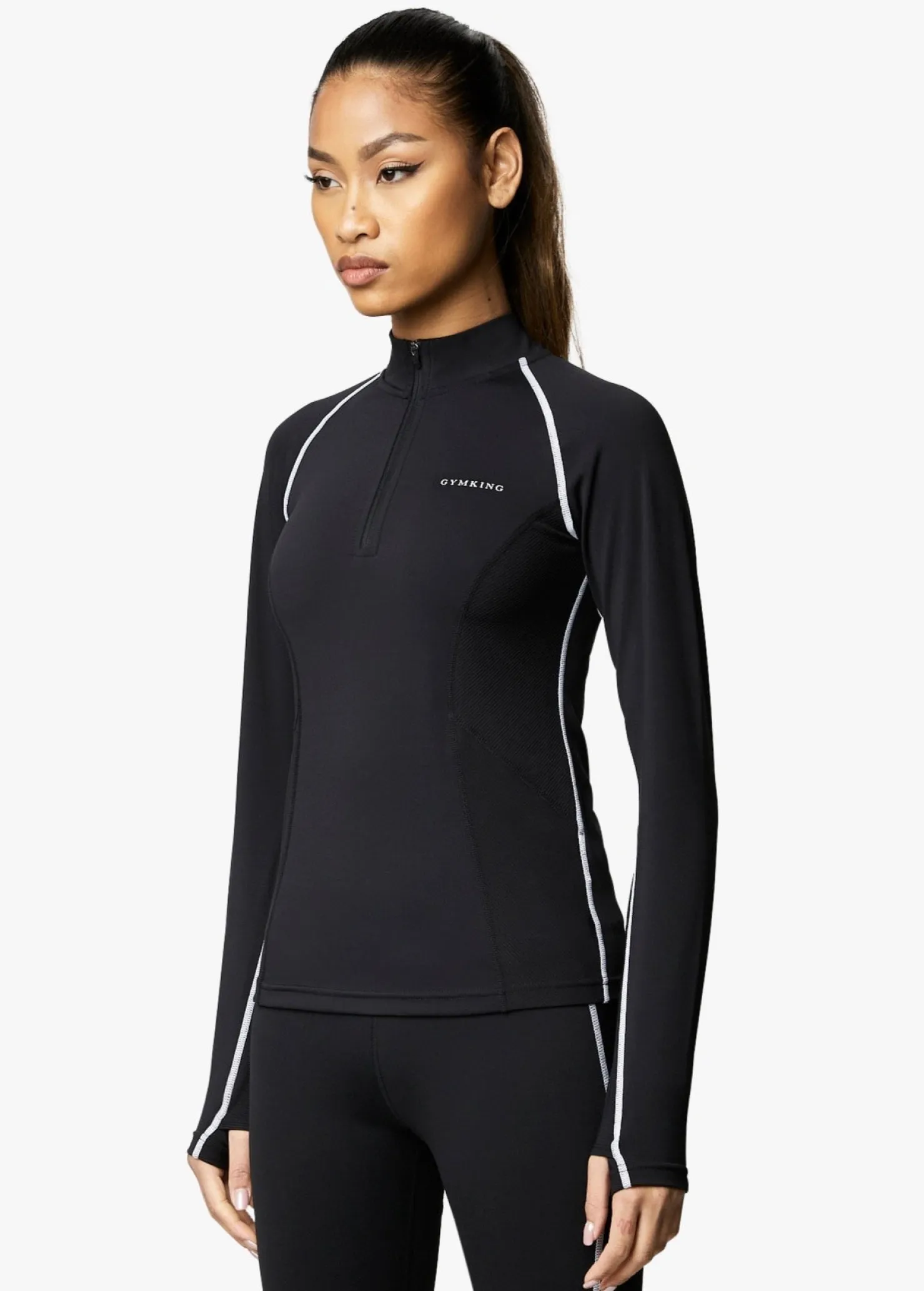 Tops & T-Shirts<Gym King Motivate 1/4 Zip Black/White