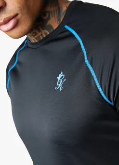 T-Shirts<Gym King Motivate Stripe Tee Black/French Blue