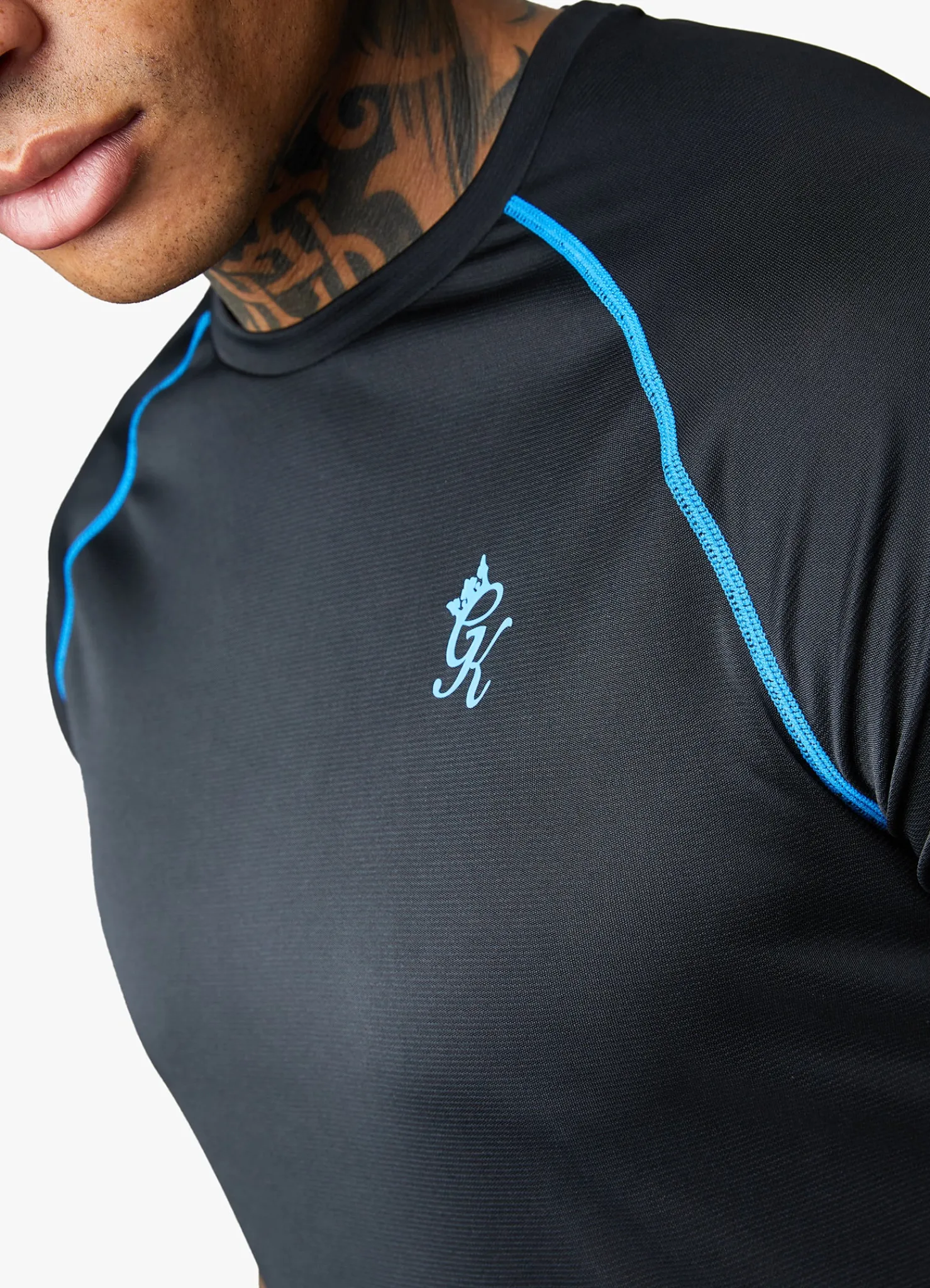 T-Shirts<Gym King Motivate Stripe Tee Black/French Blue