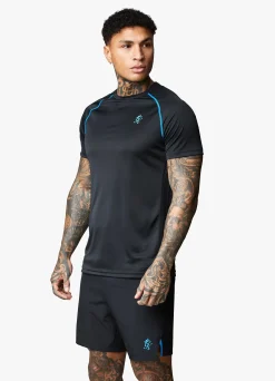 T-Shirts<Gym King Motivate Stripe Tee Black/French Blue