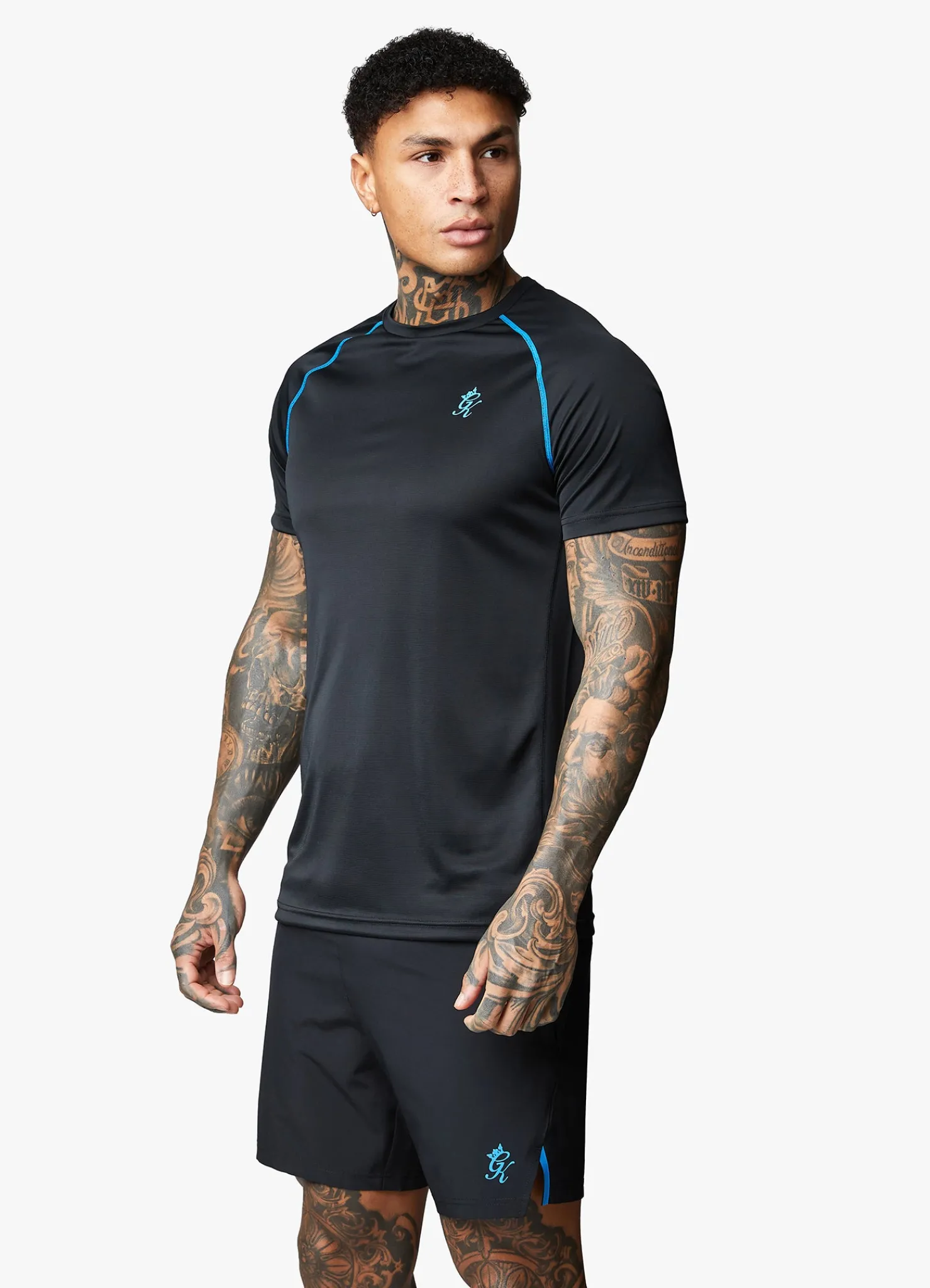 T-Shirts<Gym King Motivate Stripe Tee Black/French Blue