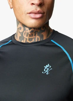 T-Shirts<Gym King Motivate Stripe Tee Black/French Blue