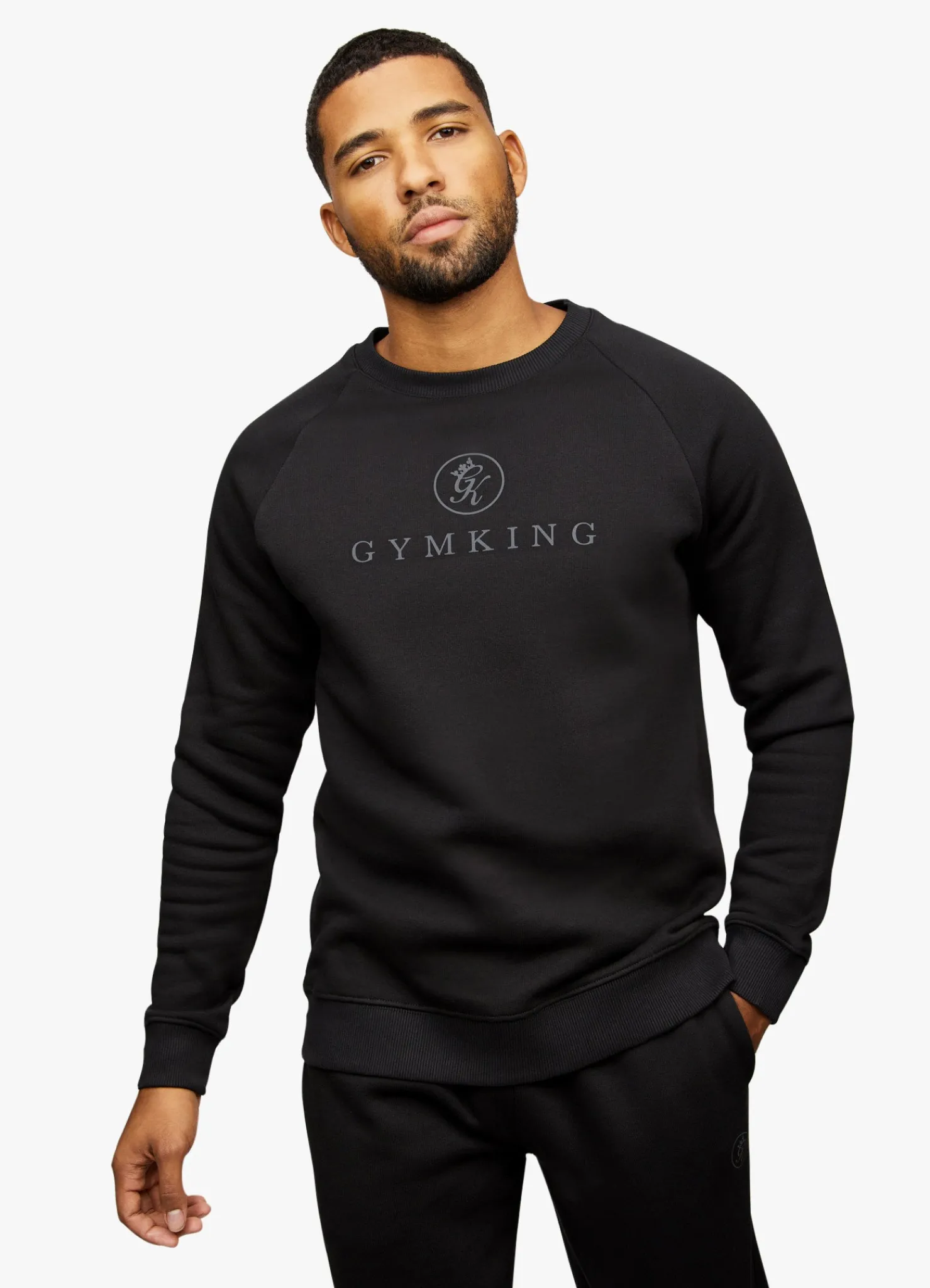 Sweatshirts & Hoodies<Gym King Pro Logo Crew Black/Black Reflective