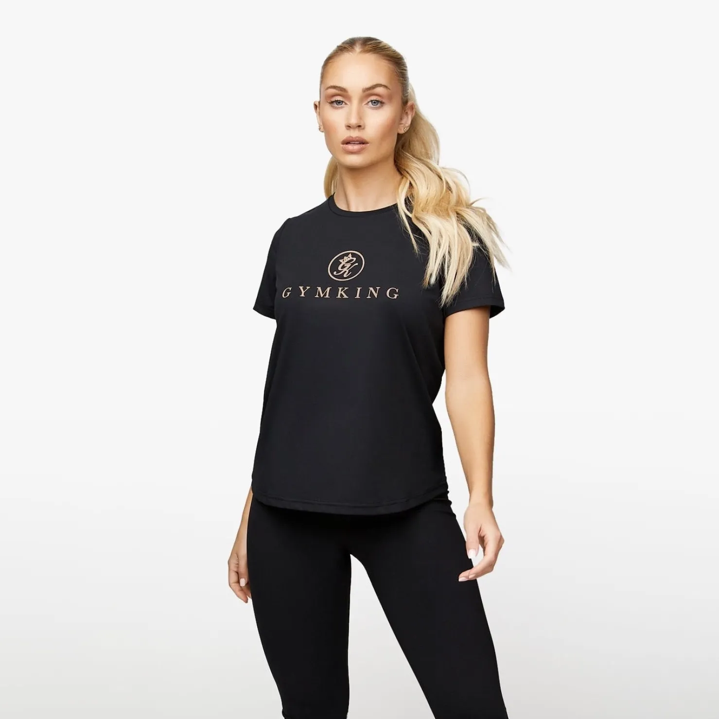 Tops & T-Shirts<Gym King Pro Logo Tee Black/Rose Gold