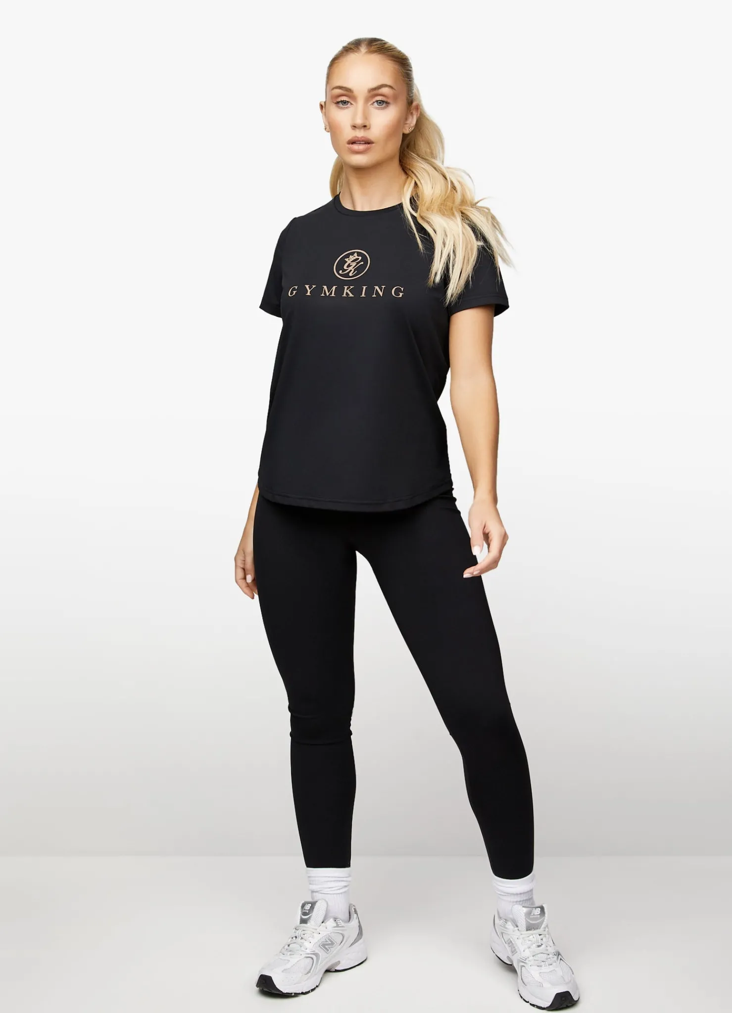 Tops & T-Shirts<Gym King Pro Logo Tee Black/Rose Gold