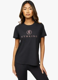 Tops & T-Shirts<Gym King Pro Logo Tee Black/Rose Gold