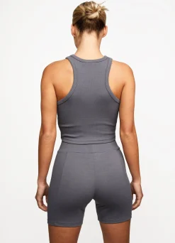 Tops & T-Shirts<Gym King Release Rib Racer Tank Dark Grey
