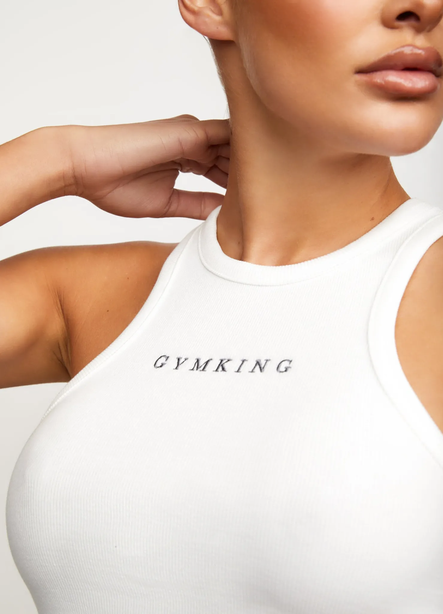 Tops & T-Shirts<Gym King Release Rib Racer Tank Off-White