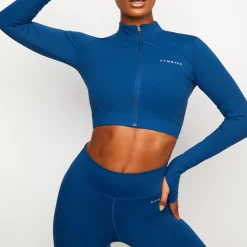 Tops & T-Shirts<Gym King Restore Full Zip Funnel Moonlight Blue