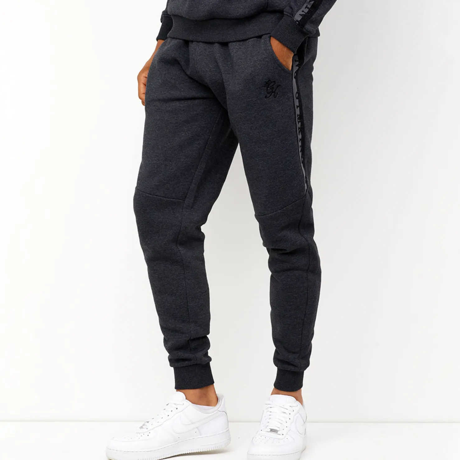 Tracksuit Bottoms<Gym King Results Jacquard Tape Jogger Charcoal Marl