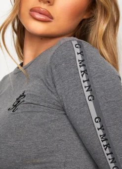 Tops & T-Shirts<Gym King Results Tape Longsleeve Crop Mid Grey Marl