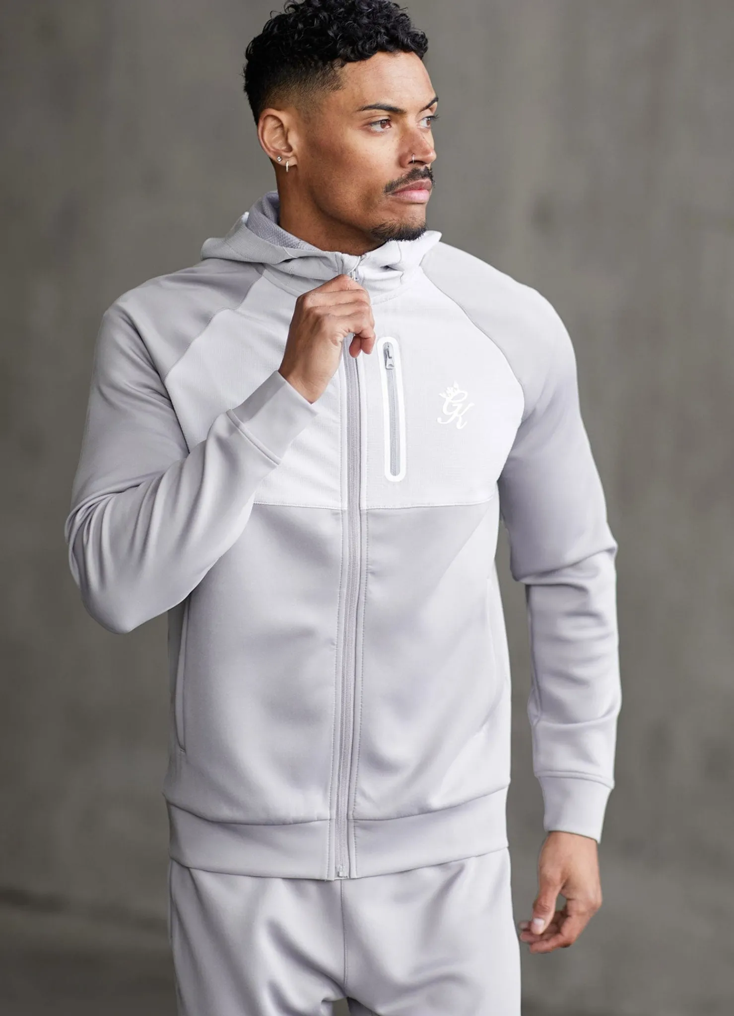 Tracksuit Tops<Gym King Ripstop Panel F/Z Hood Shadow Grey