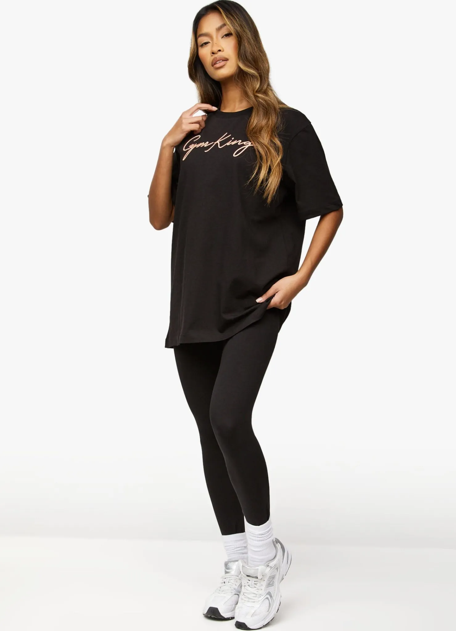 Tops & T-Shirts<Gym King Script Bf Tee Black/Rose Gold