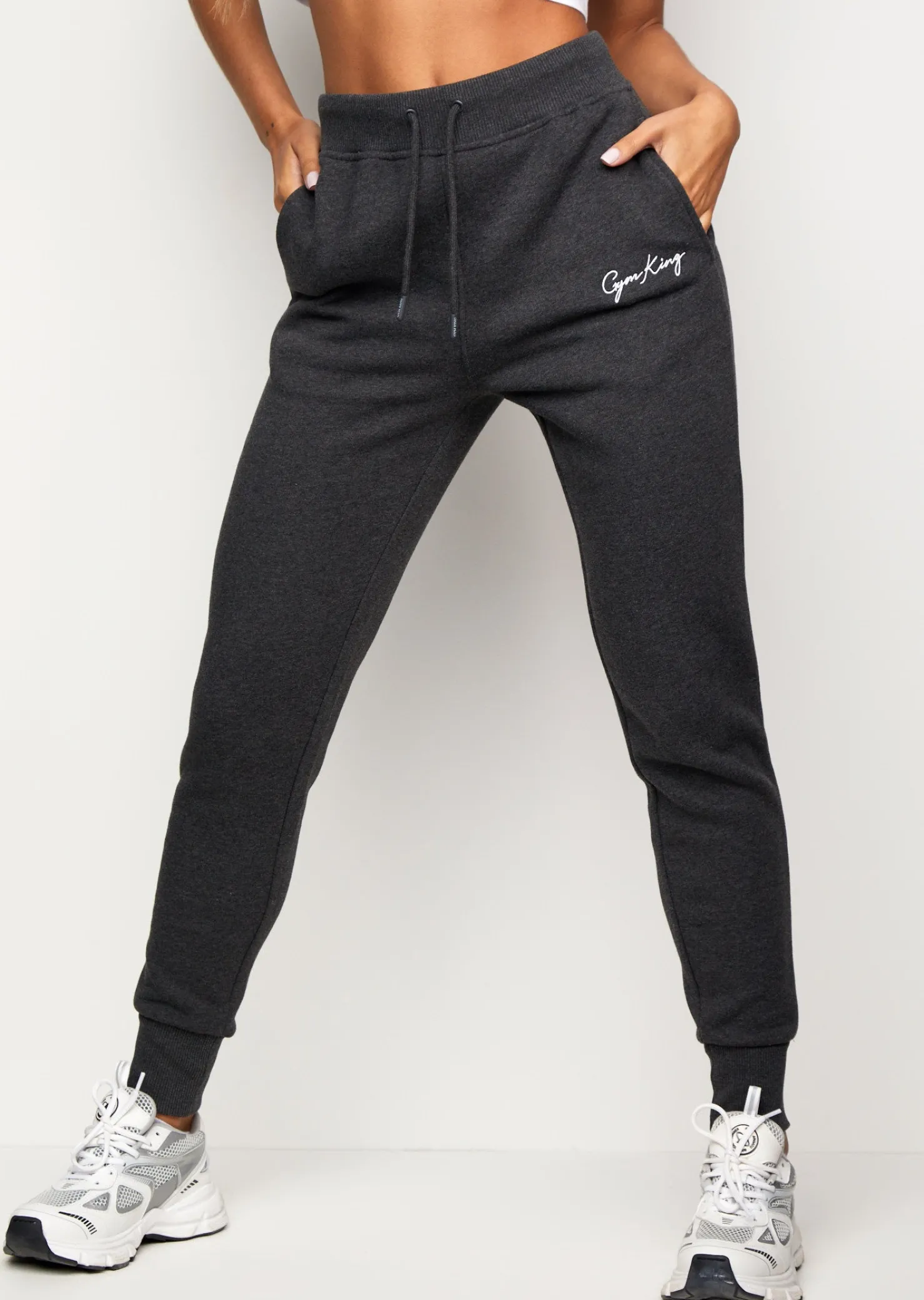 Joggers<Gym King Script Slouch Jogger Charcoal Marl/White