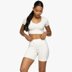 Tops & T-Shirts<Gym King Scrunch Cap Sleeve Tee Cream