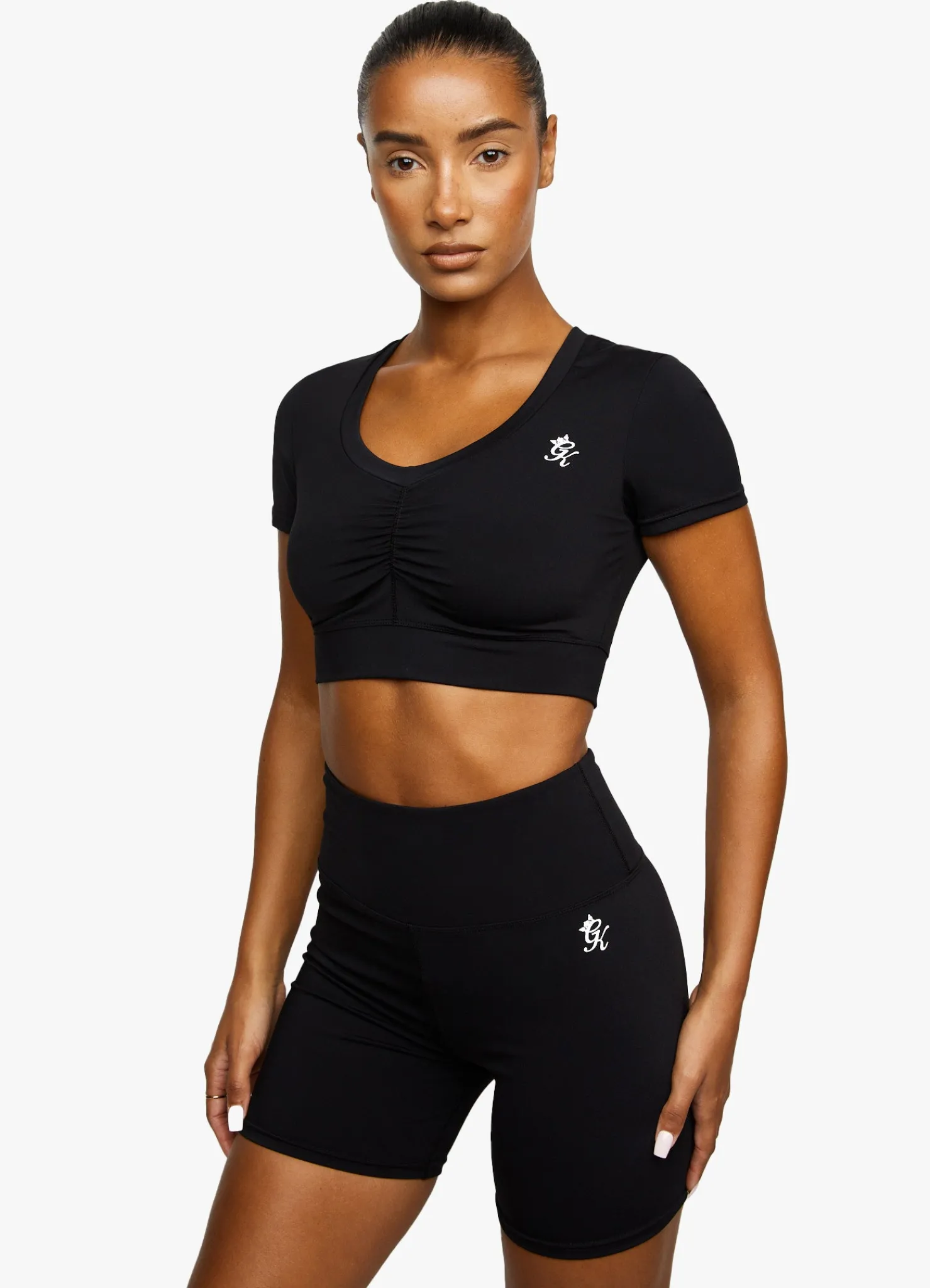Tops & T-Shirts<Gym King Scrunch Cap Sleeve Tee Black