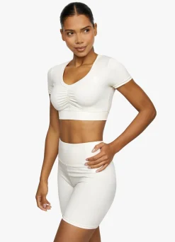 Tops & T-Shirts<Gym King Scrunch Cap Sleeve Tee Cream